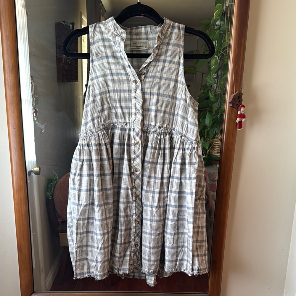 Urban Outfitters Beige and Blue Plaid Dress